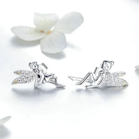✨Dainty White CZ Sweet Wing Fairies Stud Earrings for Women, GPMB1441 - Picture 5 of 5